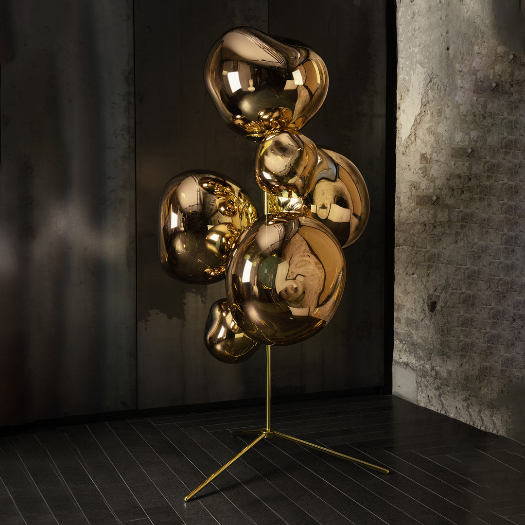 tom dixon | standing floor chandelier | gold + gold - LC