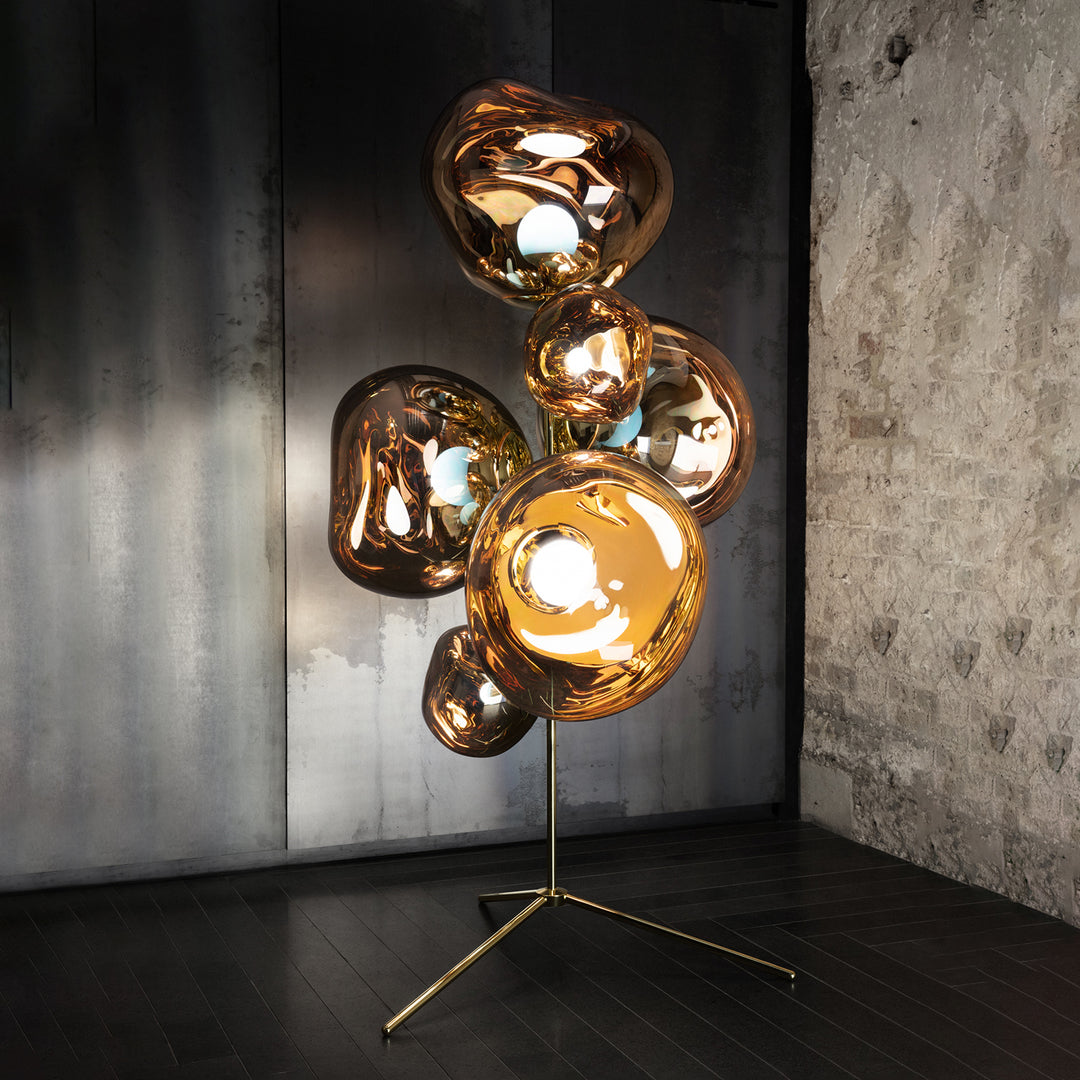 tom dixon | standing floor chandelier | gold + gold - LC