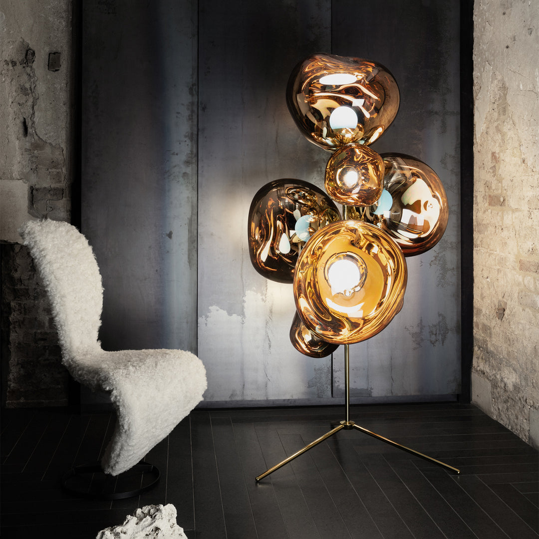 tom dixon | standing floor chandelier | gold + gold - LC