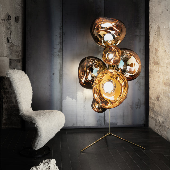 tom dixon | standing floor chandelier | gold + gold - LC