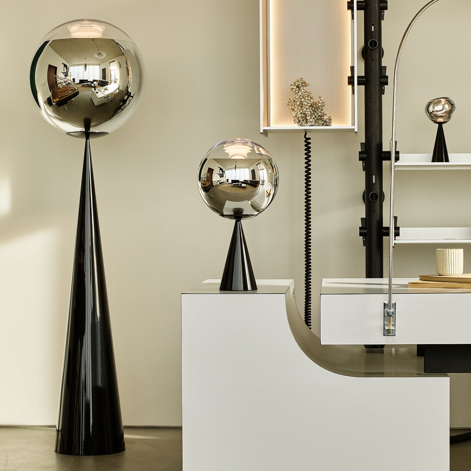 tom dixon | mirror ball shade | floor lamp