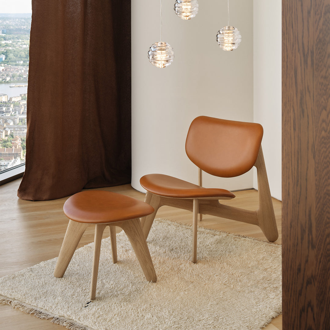 tom dixon | slab ottoman | natural oak + cognac leather