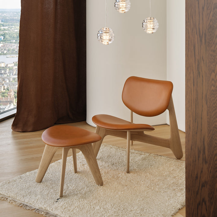 tom dixon | slab ottoman | natural oak + cognac leather