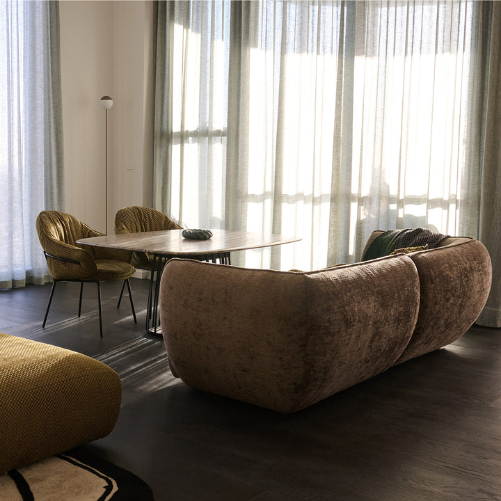 freifrau | low dining | marie armchair | deep black steel frame | nobilis raphael 73 vert kaki