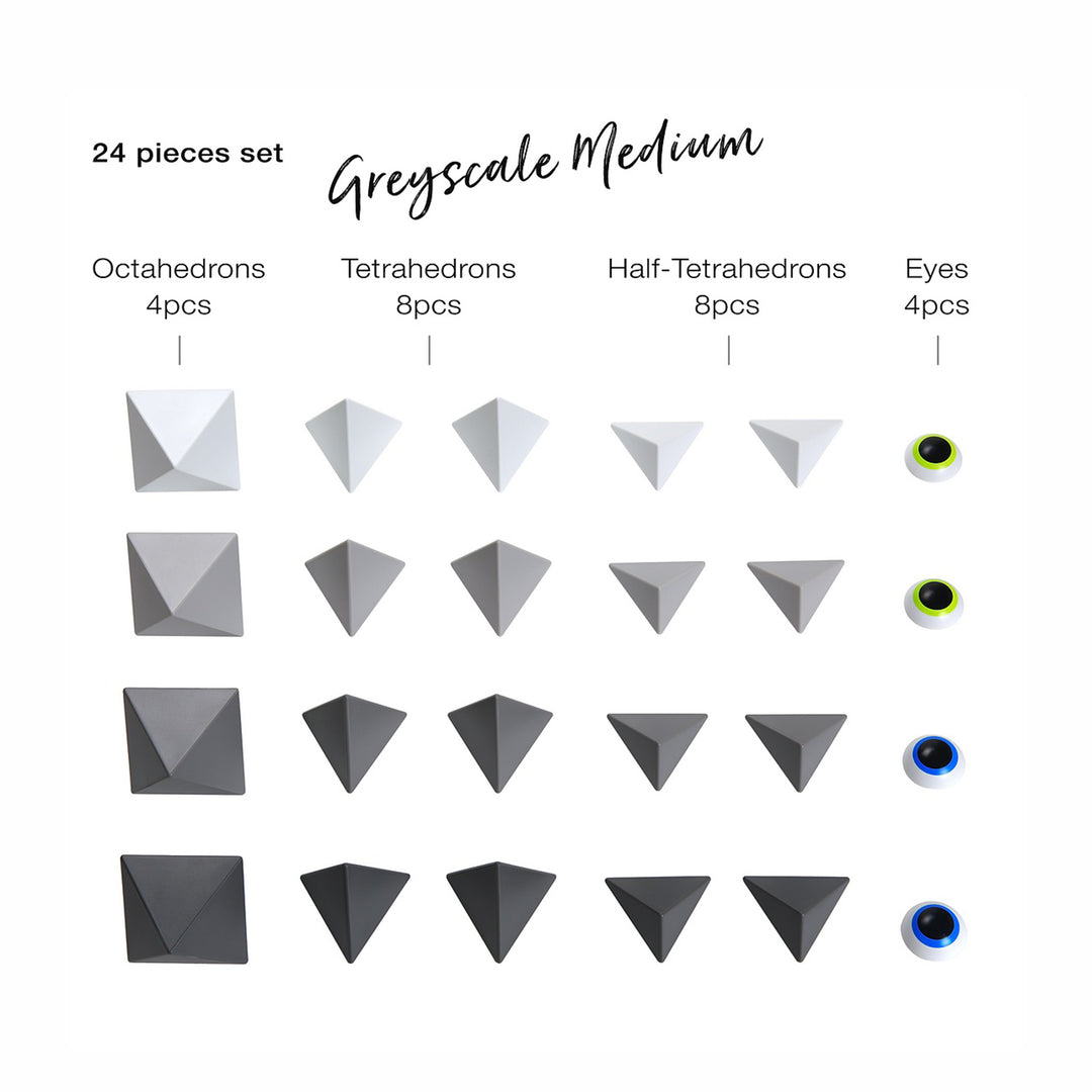 trido | magnetic art blocks | greyscale medium - LC