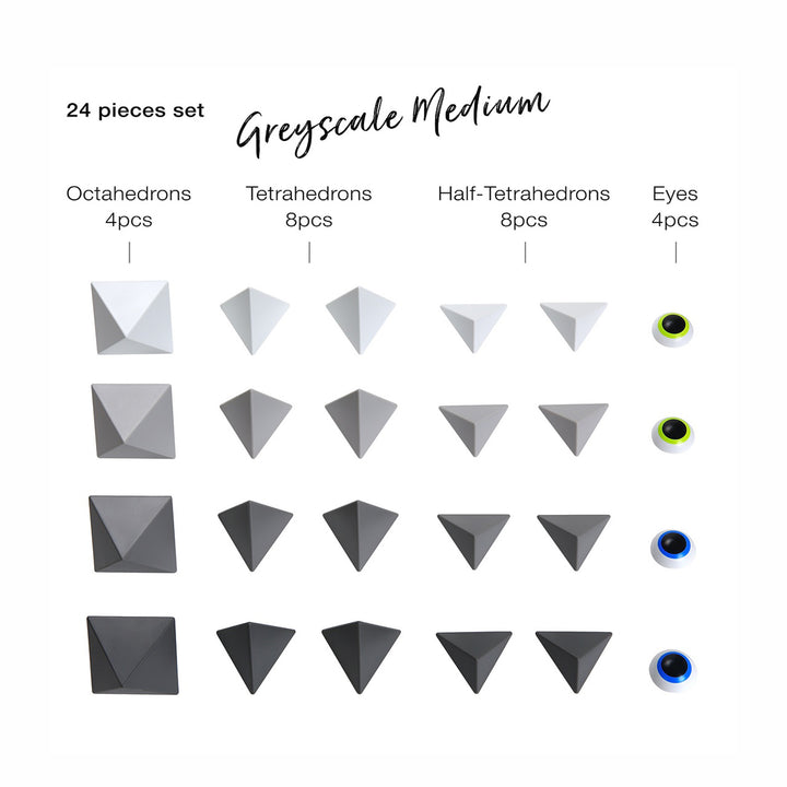 trido | magnetic art blocks | greyscale medium - LC