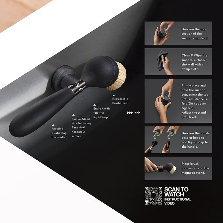 yeseco | one brush V2 | suction stand | black
