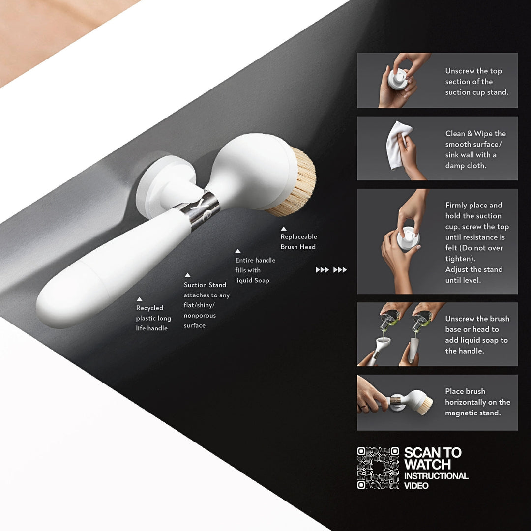 yeseco | one brush V2 | suction stand | white