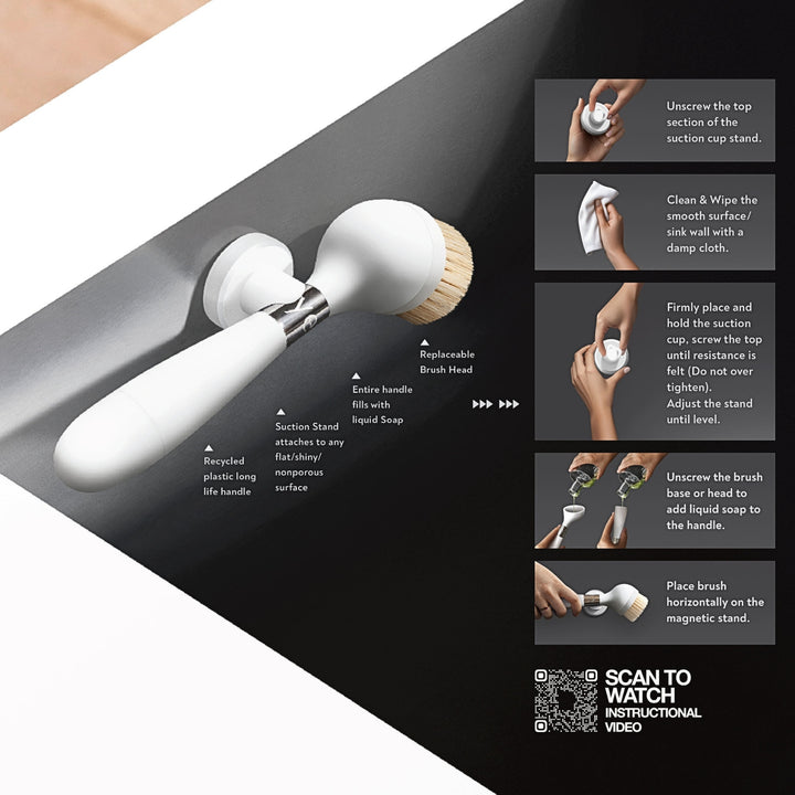 yeseco | one brush V2 | suction stand | white