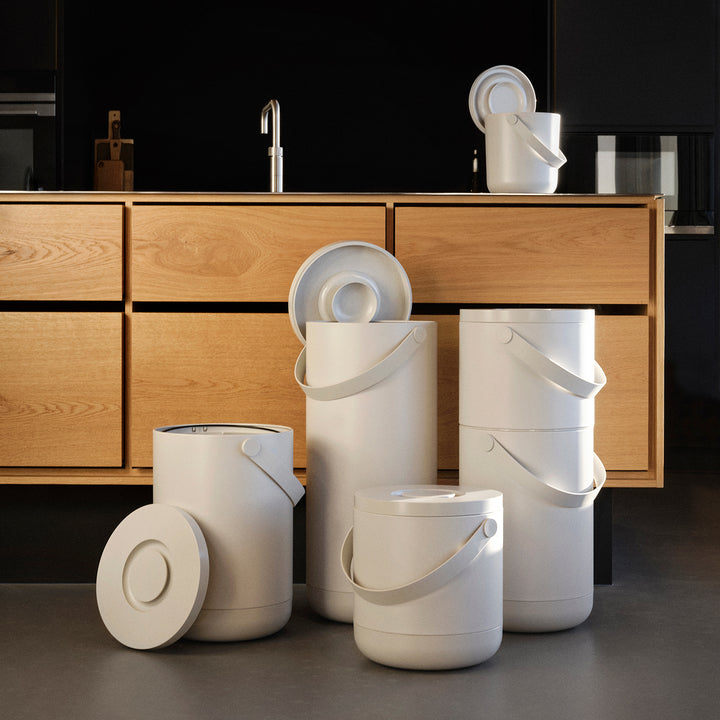 zone denmark | circular waste bin | warm grey 15 litre ~ DC