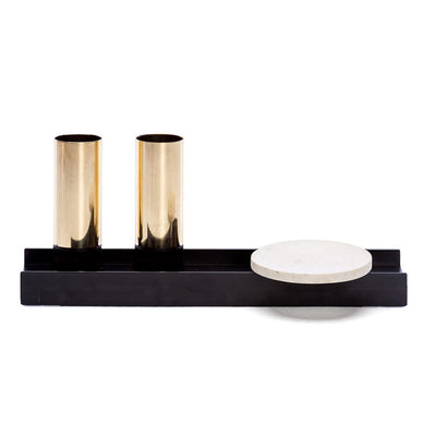 pen | linea lux | black tray + brass cups + marble dish