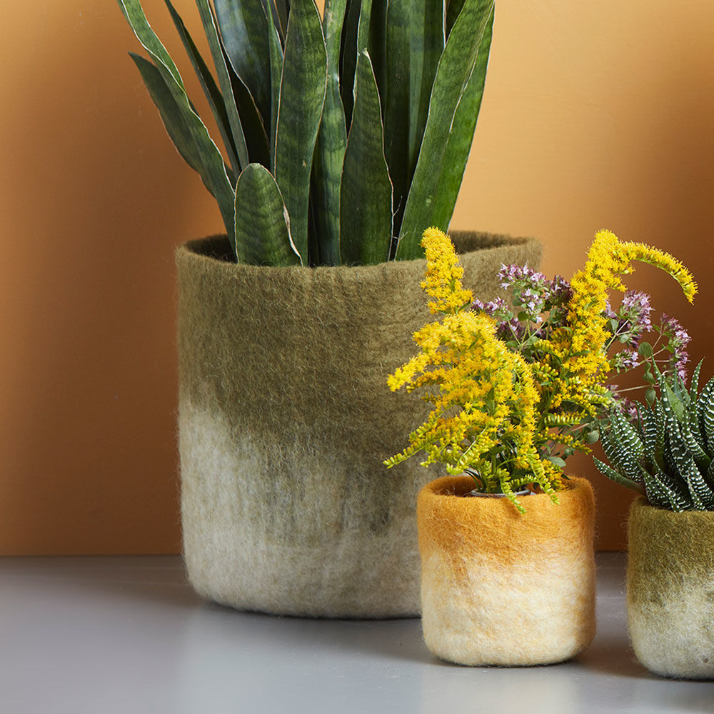 aveva | flower pot 18 | wool cover | olive small - LC