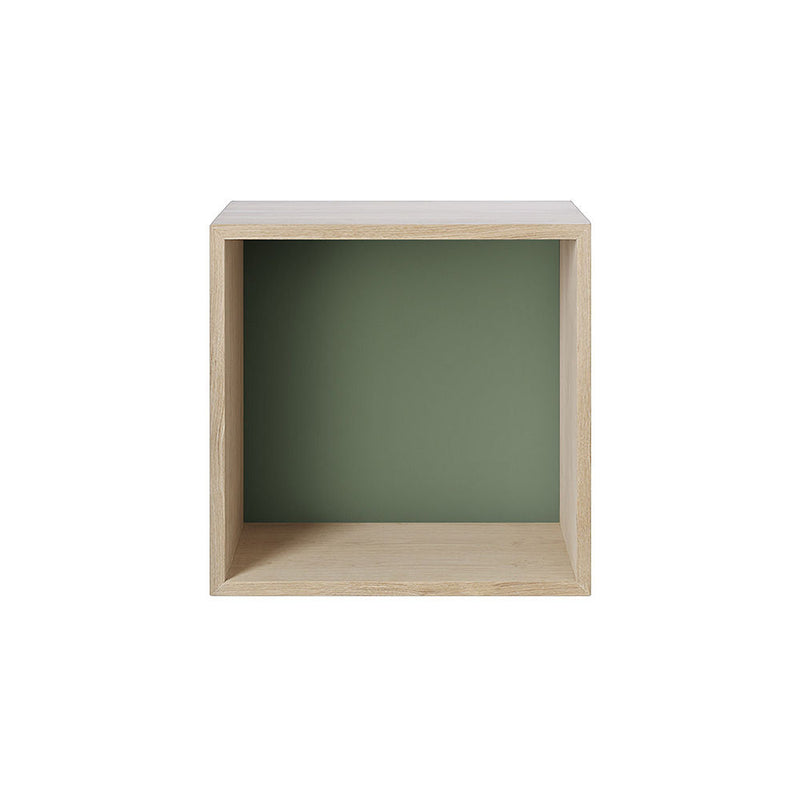 muuto | stacked storage | module with backboard | medium oak + dusty green