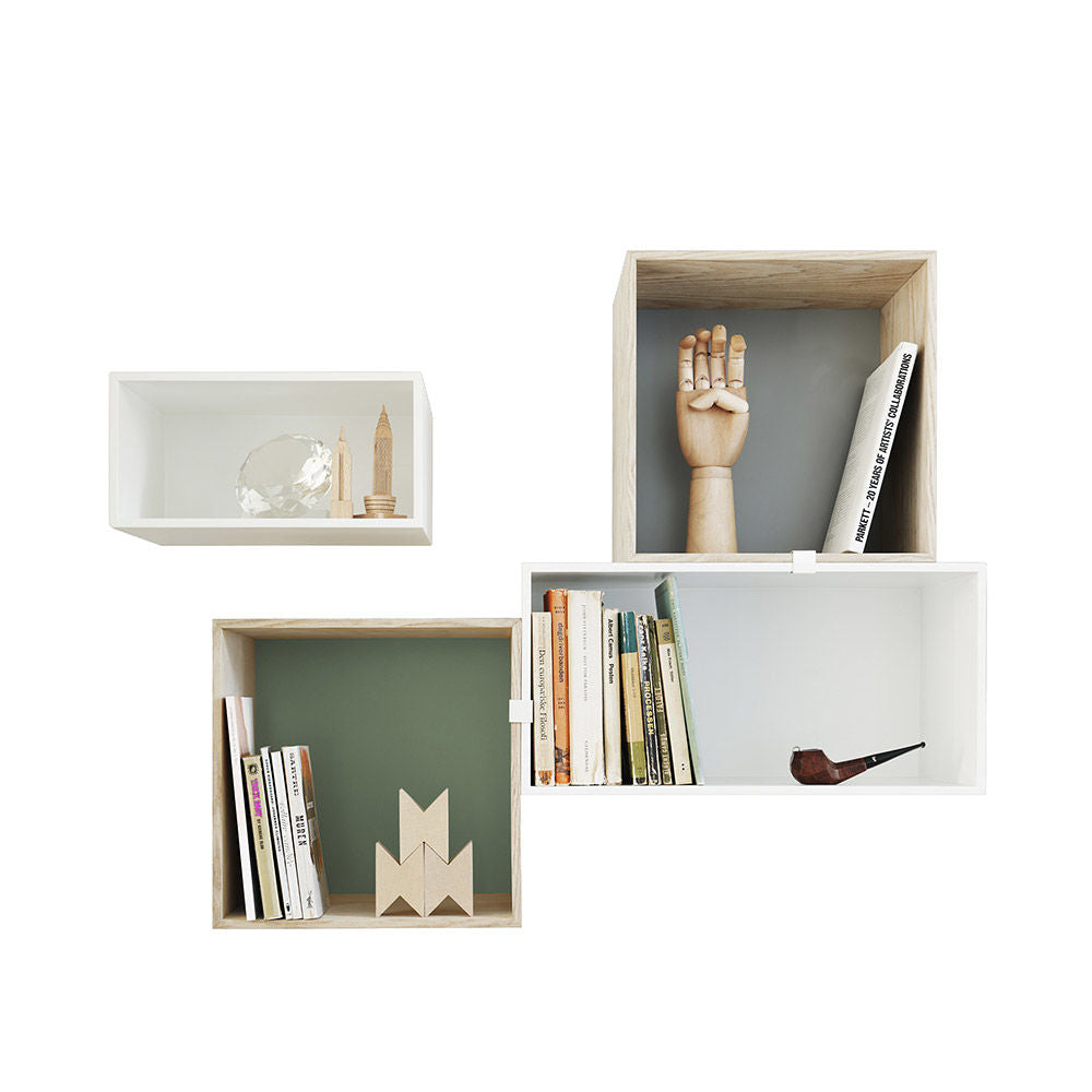 muuto | mini stacked storage system | module with backboard | medium oak + grey - DC