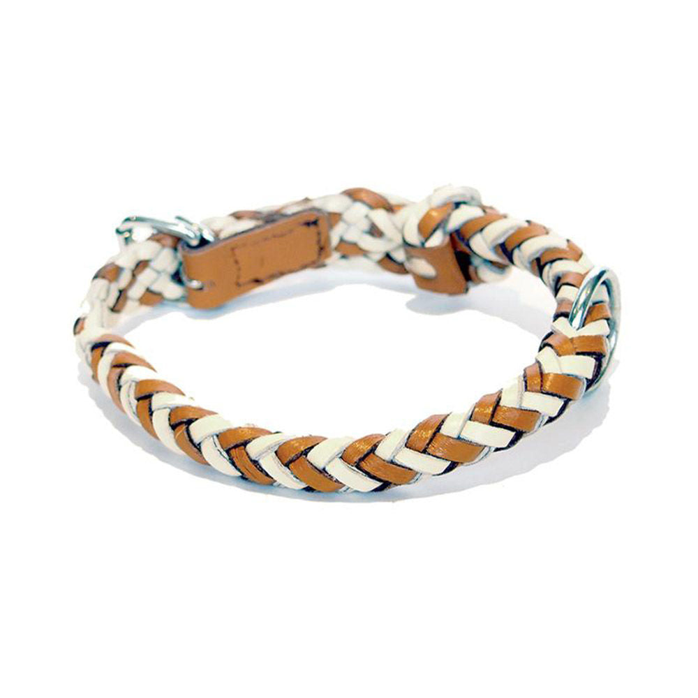 georgie paws | tonto dog collar | tan + white | extra large - LC