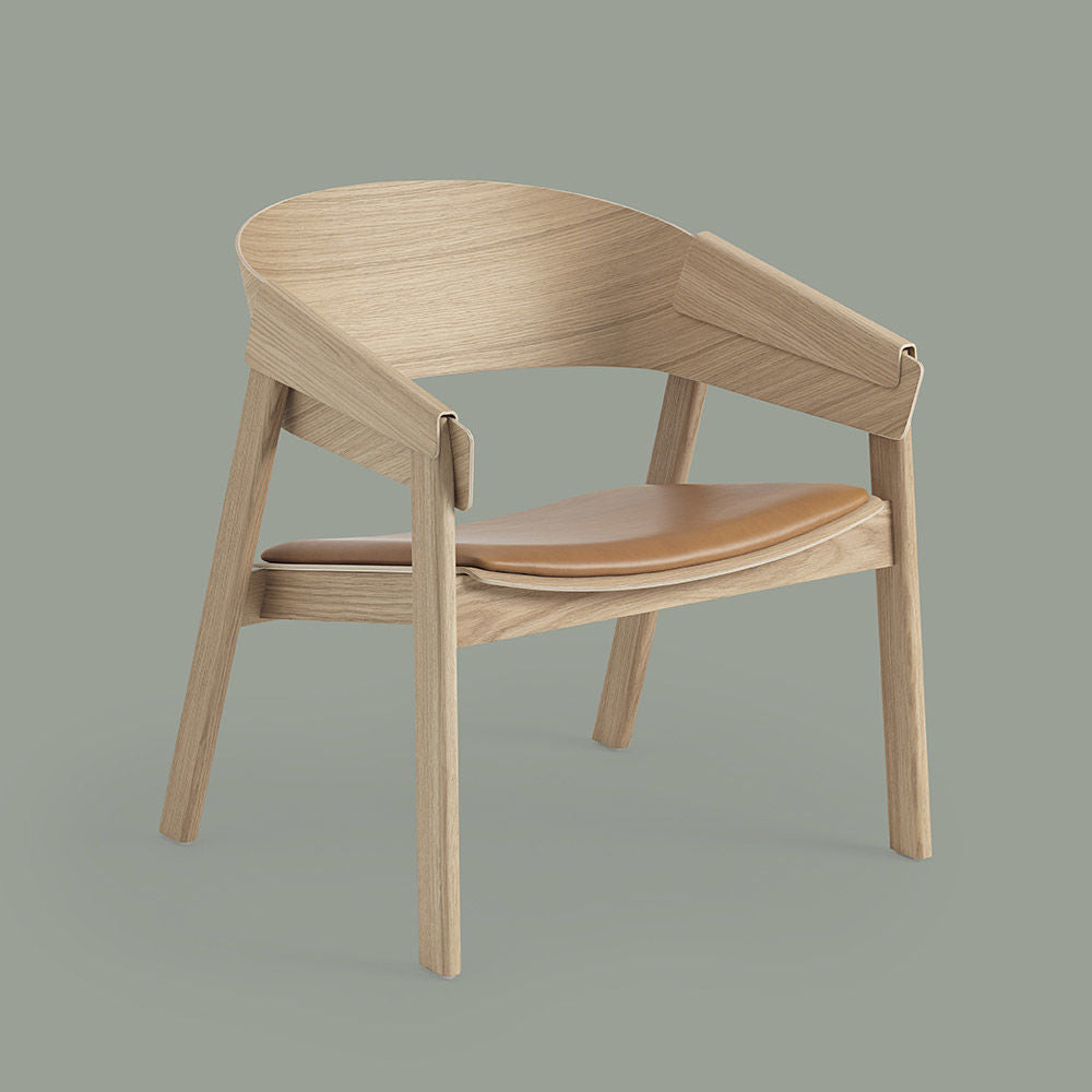 muuto | cover lounge chair | oak + cognac leather
