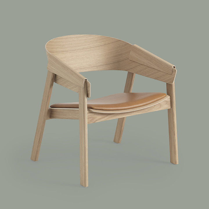 muuto | cover lounge chair | oak + cognac leather