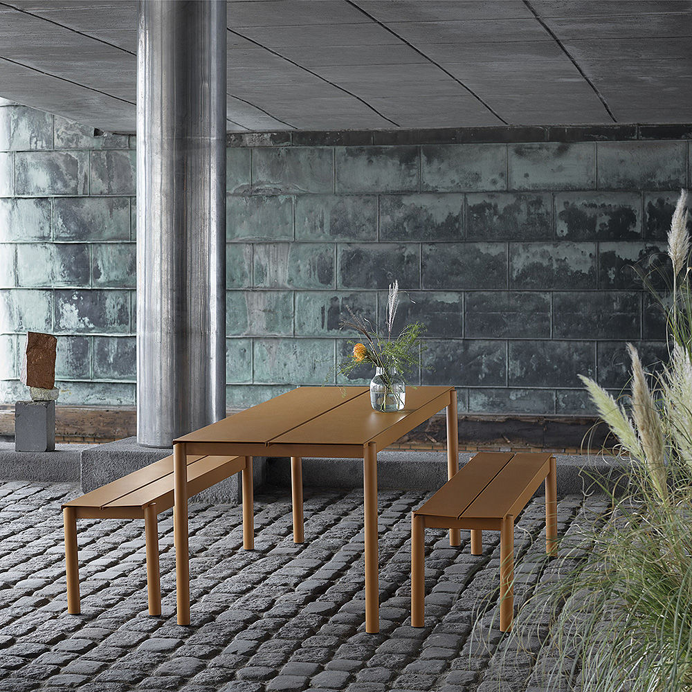 muuto | linear steel table | burnt orange 200x75cm