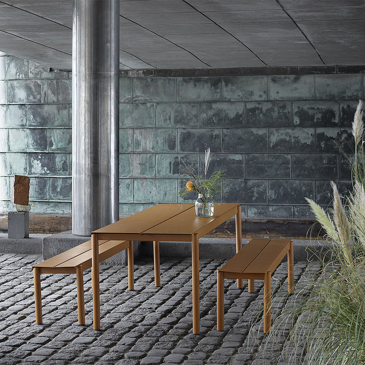 muuto | linear steel table | burnt orange 200x75cm