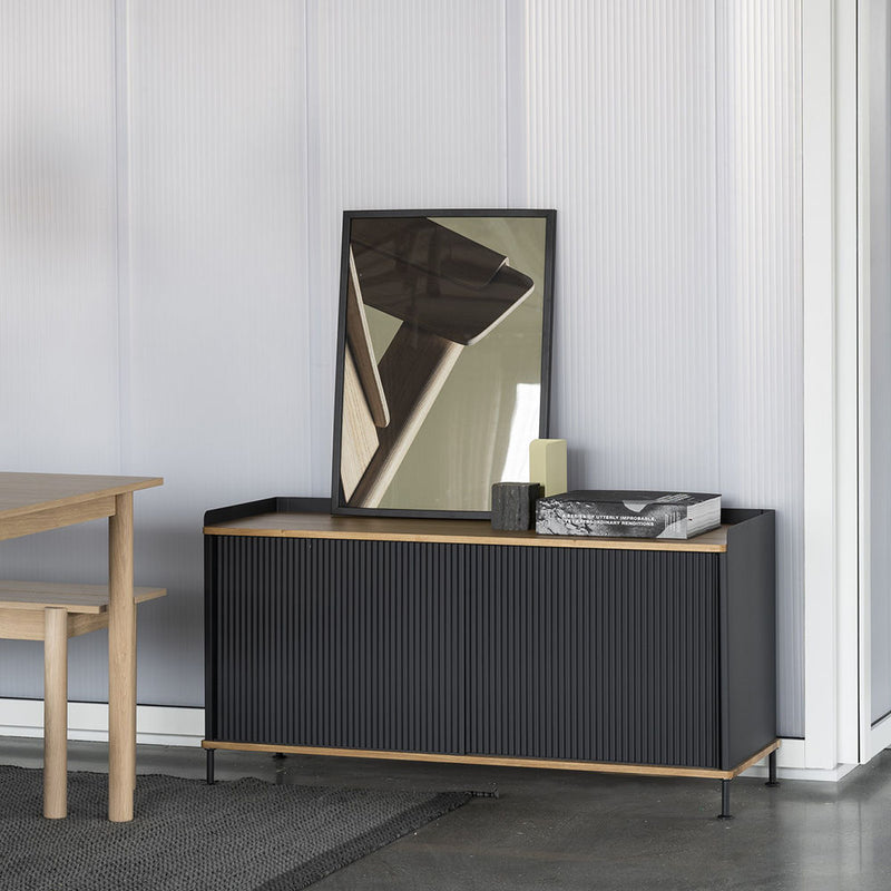 muuto | enfold sideboard low | anthracite black + lacquered oak