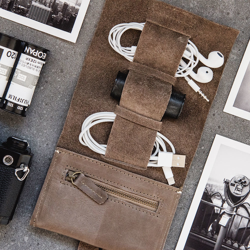 afternoons with albert | leather cord roll | heather grey - LC