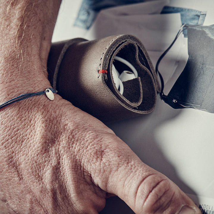 afternoons with albert | leather cord roll | heather grey - LC