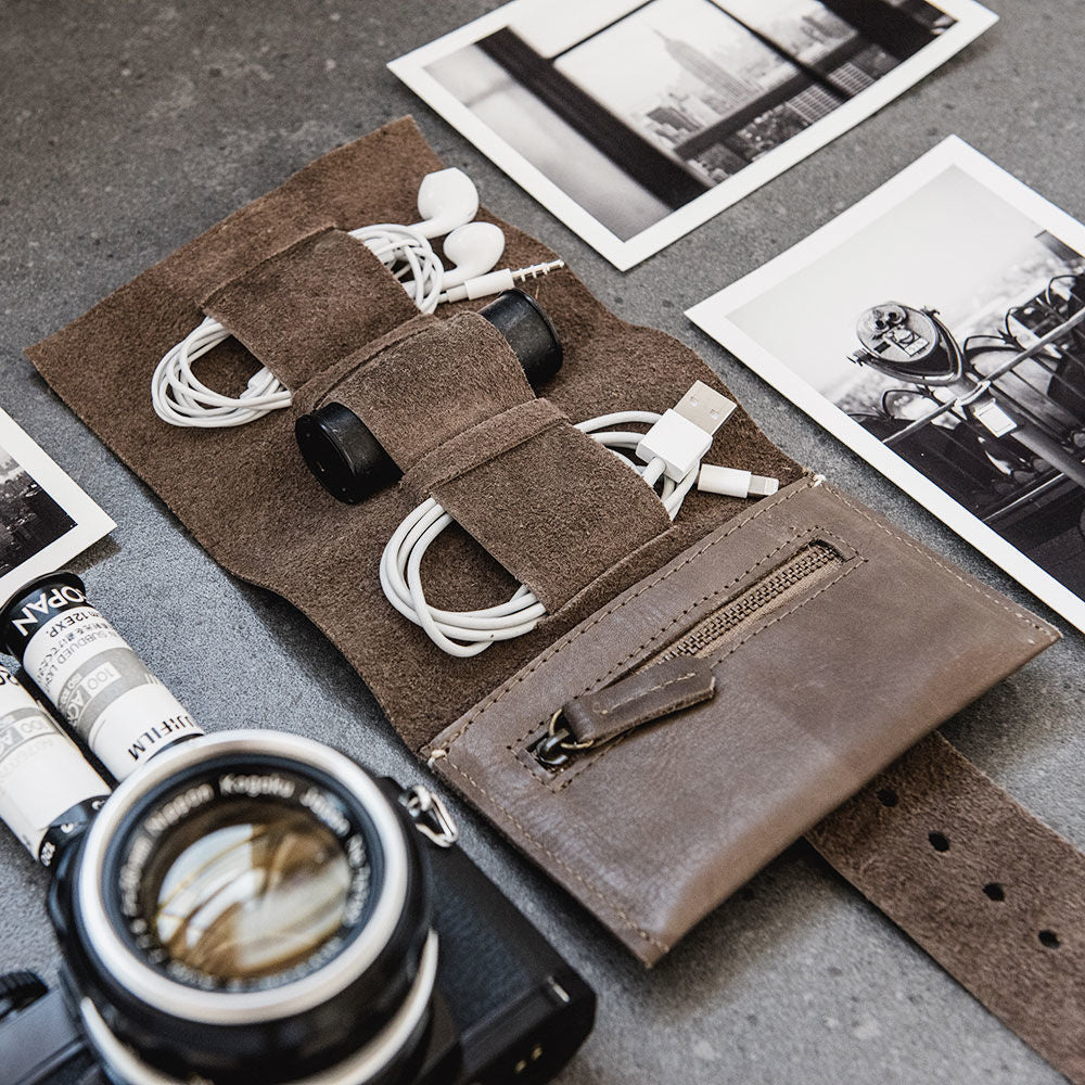 afternoons with albert | leather cord roll | heather grey - LC