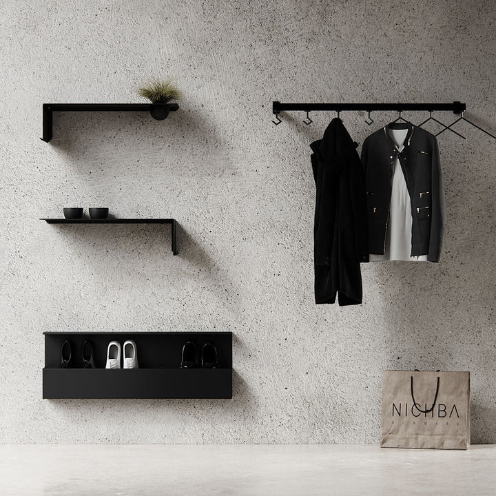 nichba | shelve01 | black left with bowl - LC