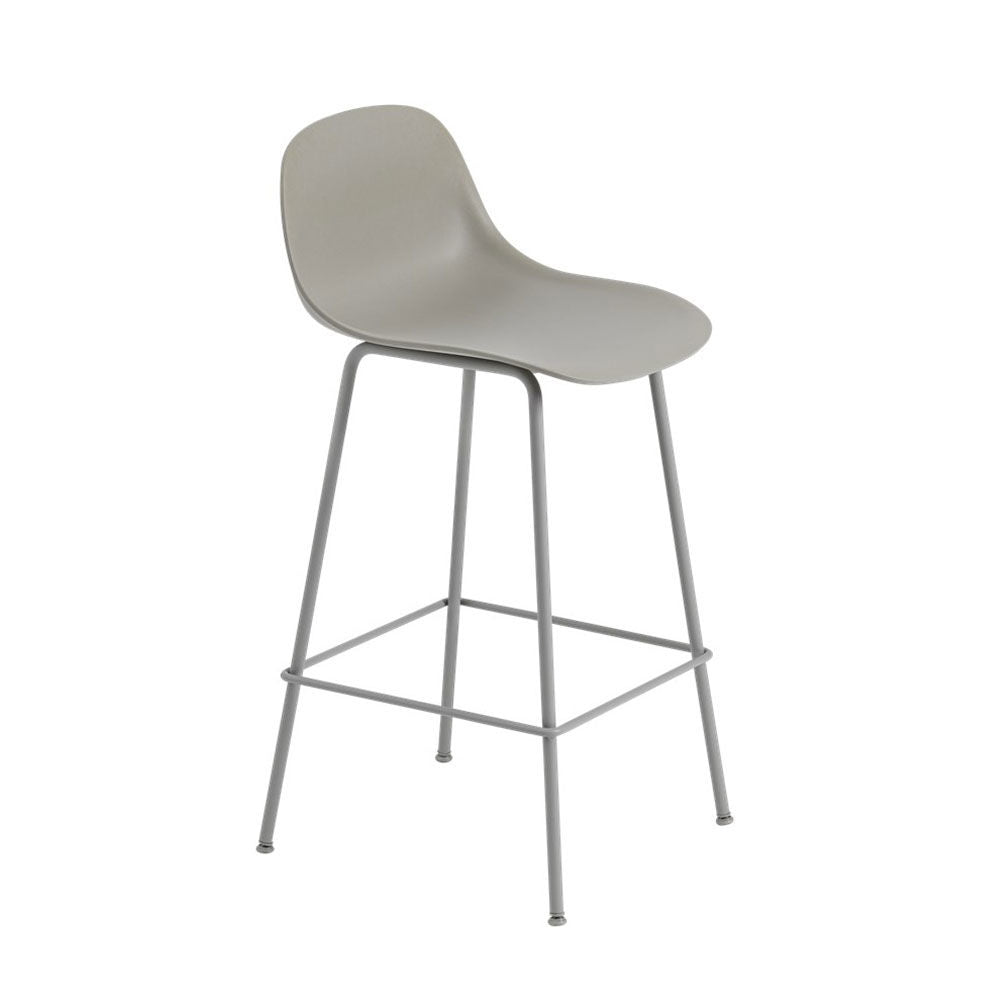 muuto | fiber counter stool backrest | tube base | 65cm grey recycled + grey