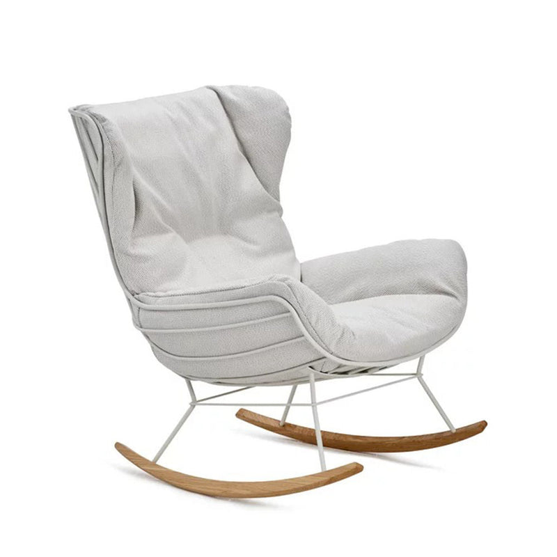 freifrau | leyasol outdoor wingback rocking chair | wire frame + wood skids