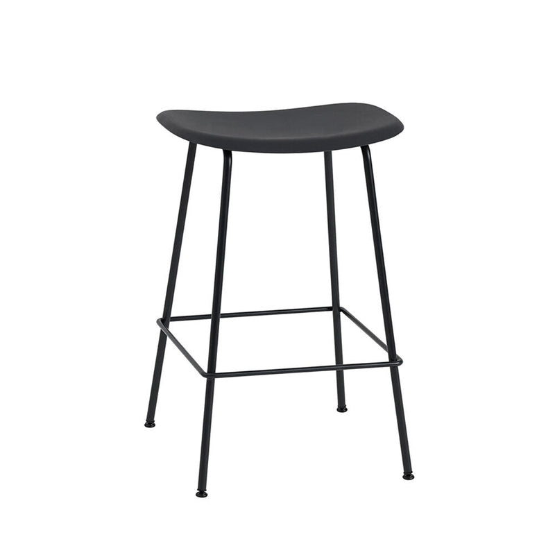 muuto | fiber counter stool | tube base | black recycled + anthracite black