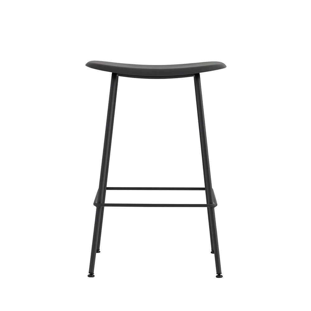muuto | fiber counter stool | tube base | black recycled + anthracite black