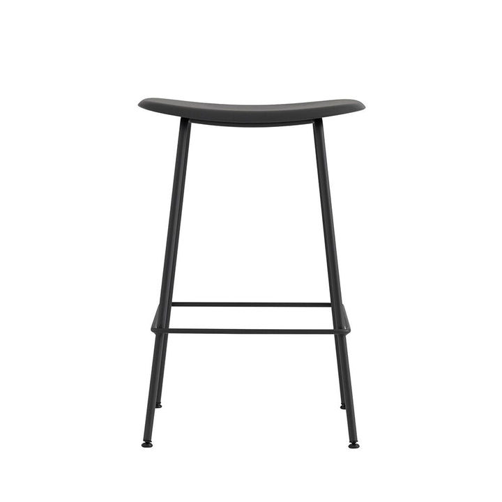 muuto | fiber counter stool | tube base | black recycled + anthracite black