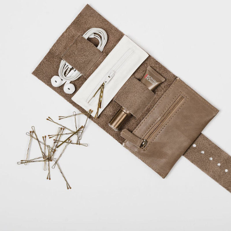 afternoons with albert | leather cord roll | heather grey