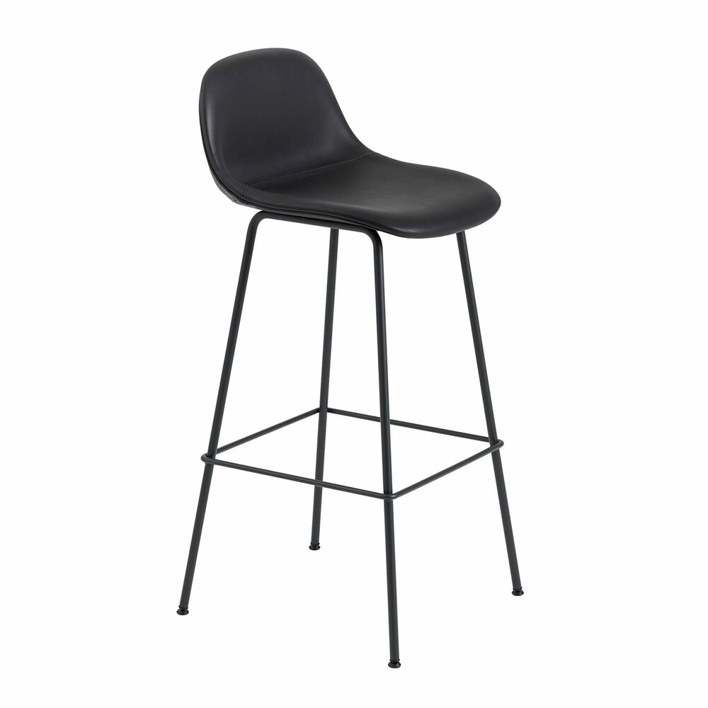 muuto | fiber bar stool | tube base | black refine leather + black ~ DC