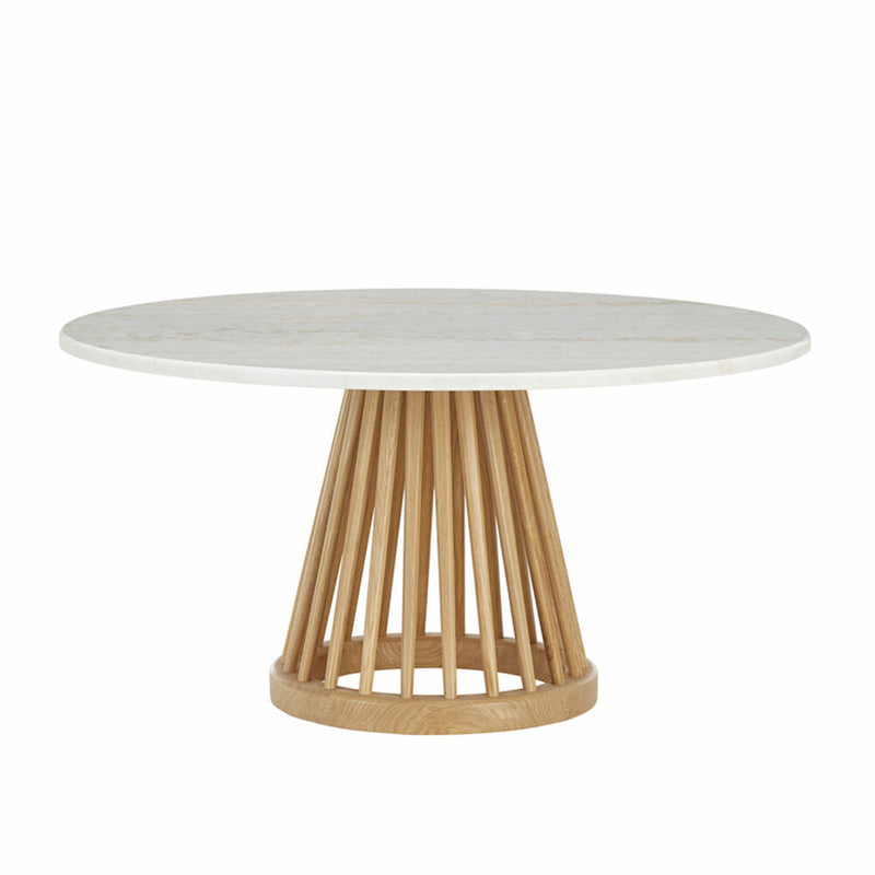 tom dixon | fan coffee table | natural base + white marble