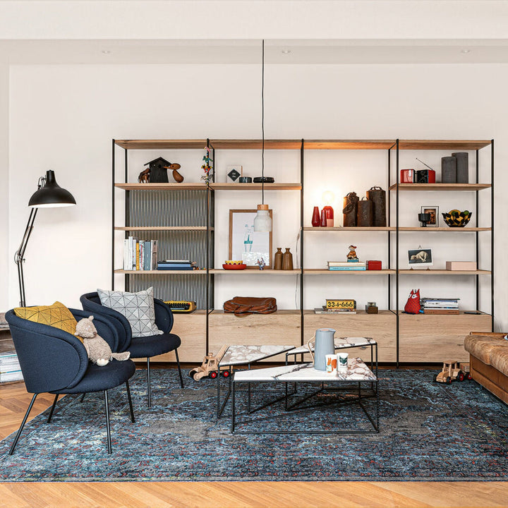 janua | bc 06 room 68 shelving system | 4x5 grid oak + black