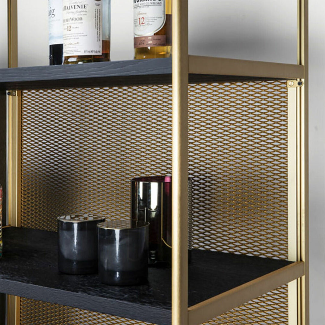 janua | bc 06 room 68 shelving system | 5x5 grid black + brass