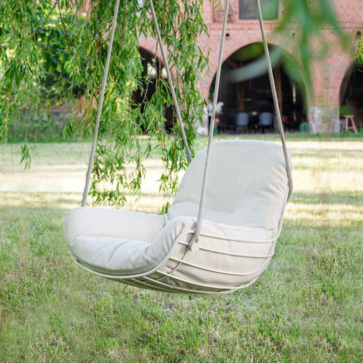 freifrau | leyasol outdoor lounge swing seat | lopi beldi + traffic white frame