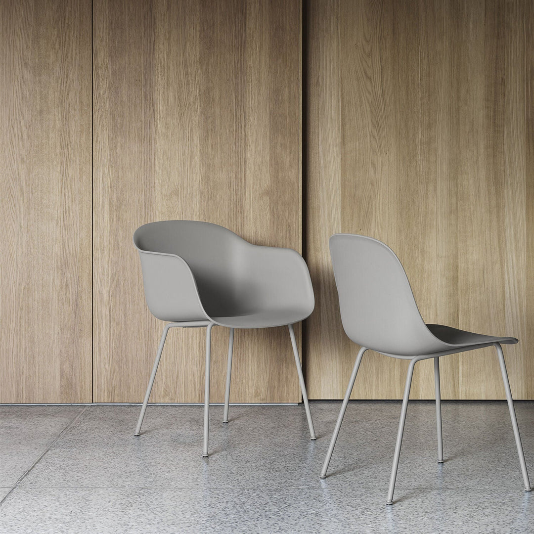 muuto | fiber armchair | tube base | grey recycled + grey