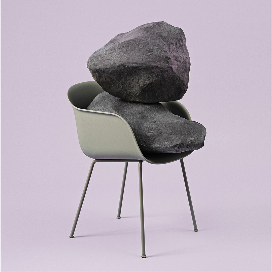 muuto | fiber armchair | tube base | grey recycled + grey