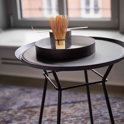 freifrau | leya coffee table with leather inlay | small ebony (black)