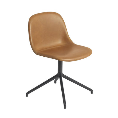 muuto | fiber side chair | swivel base | cognac refine leather + anthracite black