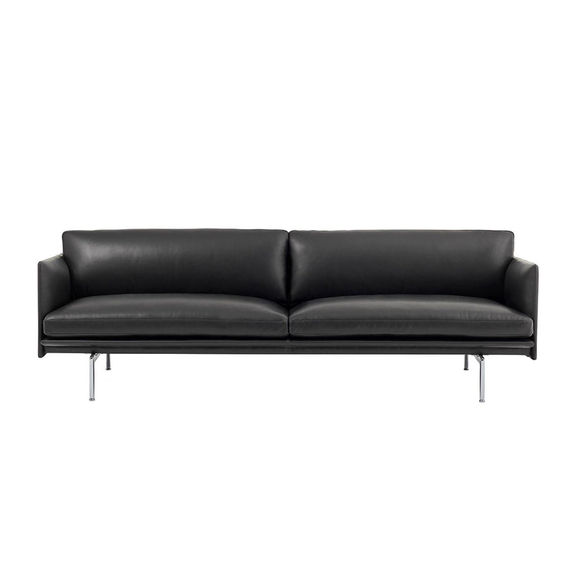 muuto | outline sofa 3 seater | refine leather black + alu leg