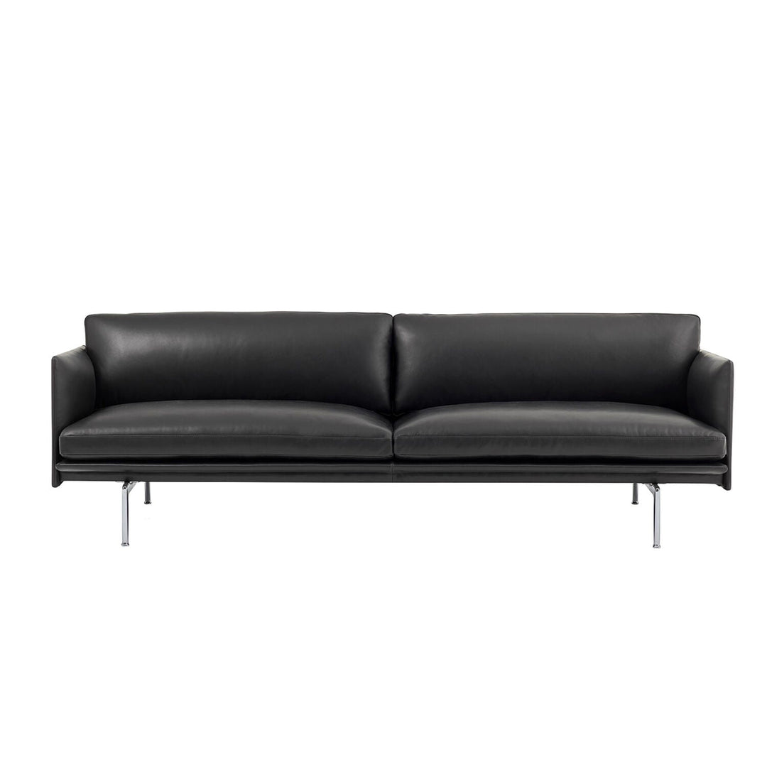 muuto | outline sofa 3 seater | endure leather black + aluminium leg