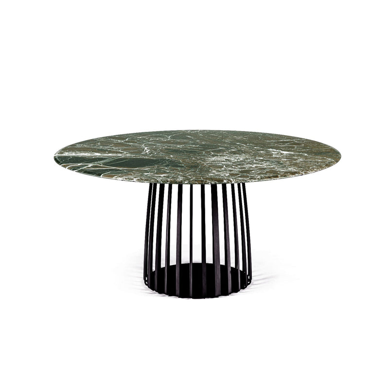 janua | bc 07 basket table round 110cm | rainforest green stone + black