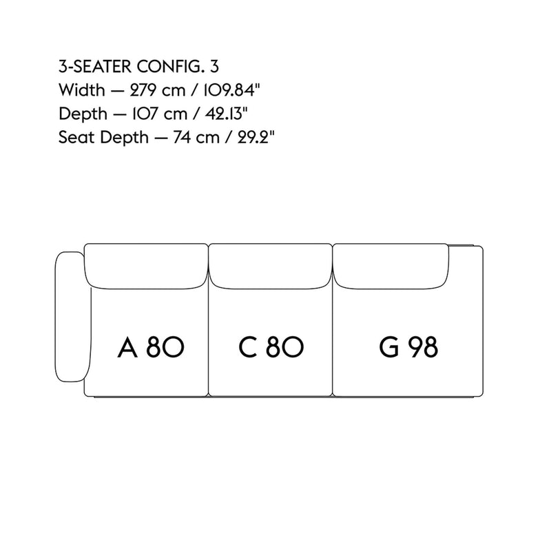 muuto | in situ modular sofa | 3 seater config 3 | clay 12