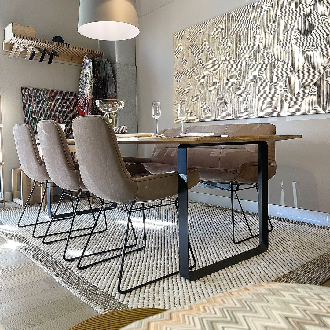 freifrau | leya armchair low | wire frame | cayenne walnut leather