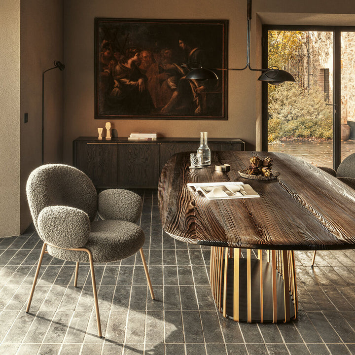 janua | bc 07 basket table boat shape | american walnut + brass base 220x110cm