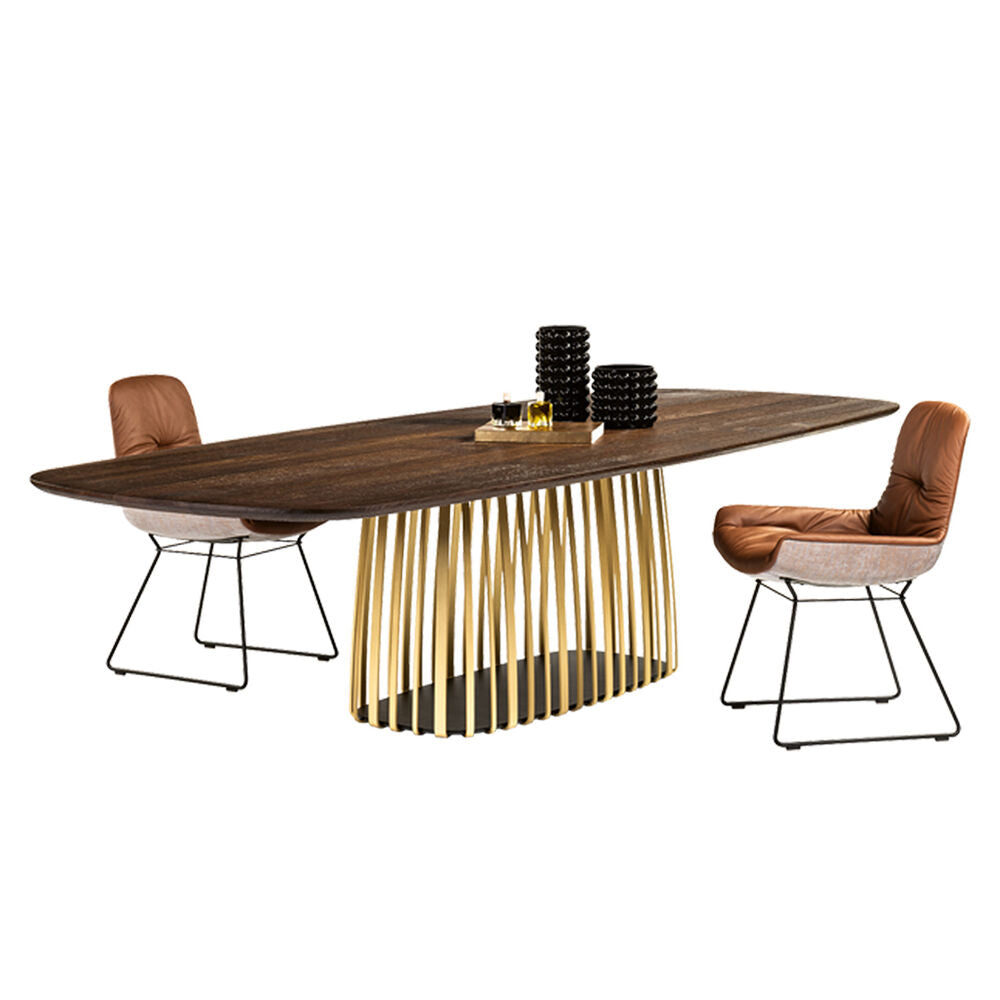 janua | bc 07 basket table boat shape | american walnut + brass base 220x110cm